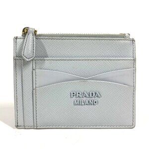 PRADA logo Wallet Coin Compartment coin purse saffiano leather blue